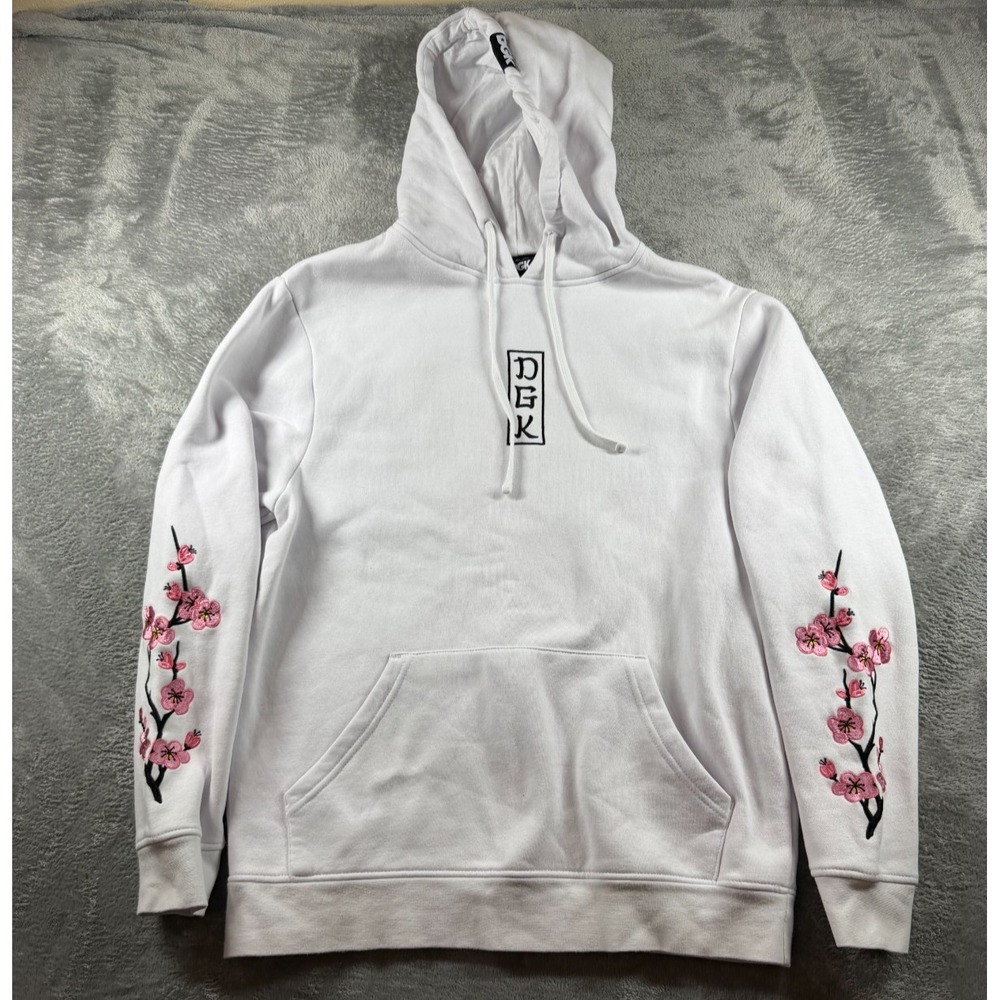 DGK Zen Hoodie‎ Mens Small White Cherry Blossom Embroidered Skate Pullover